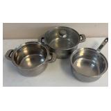 3 Oneida 18/10 Stainless Steel Pots