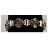 Sterling, Amethyst, Peridot, & Garnet Bracelet