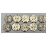 10 Washington Quarters, 90% Silver