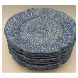 N.S. Gustin Co. Blue Spongeware Dinner Plates