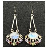 Pair of Sterling Earrings w/ Multi-colored Stones