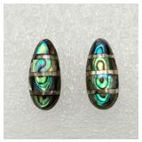 Sterling Silver w/ Inlay Abalone Shell Earrings