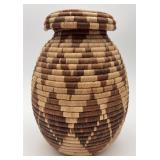 Vtg. South African Handwoven Zulu Ukhamba Basket