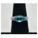 Sterling Silver Ring w/ Blue Topaz & Opal Stones