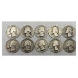 10- 1935 Washington Quarters, 90% Silver