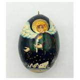 Signed Russian Orthodox Decorated Egg Ornament