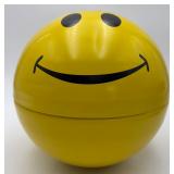 Vintage Yellow Metal Smiley Face Piggy Bank