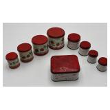 VTG White Canisters w/Red Floral & Strawberries