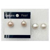 2 Pair of Genuine Akoya Pearl Earrings