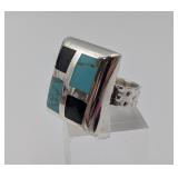 Sterling, Turquoise, & Onyx Ring