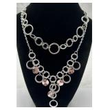 2 Silver-Tone Fashion Necklaces
