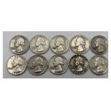 10 Washington Quarters 1959, 1958, 1957