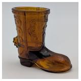 Vintage Amber Glass Cowboy Boot w/Spur