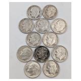 12- 90% Silver Roosevelt Dimes