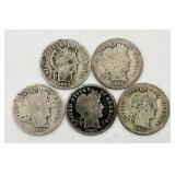5 - 90% Silver Barber Dimes