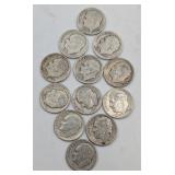 12- 90% Silver Roosevelt Dimes