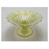 VTG Canary Vaseline Opalescent Beaded Compote