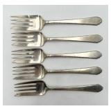 5 Lunt Sterling Silver Salad Forks, 152 grams