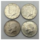 4 1964 Kennedy Half Dollars, 90% Silver