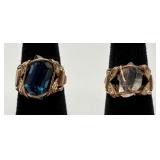 2 Hand-wrapped Wire & Gemstone Rings