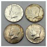 4 1964 Kennedy Half Dollars, 90% Silver