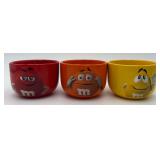 3 Small Ceramic M&M Bowls