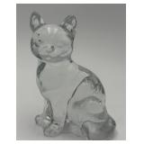 Vtg. Art Glass Crystal Standing Cat Figurine