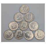 10 Kennedy Half Dollars: 40% Silver