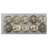 10- Washington Quarters, 90% Silver