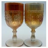 Pair of Fenton Marigold Carnival Glass Goblets