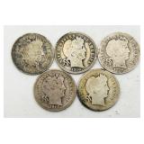 5 - 90% Silver Barber Dimes