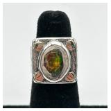 14K & Sterling Silver Fire Opal Ring
