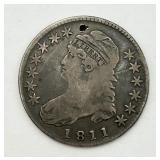 1811 Capped Bust 89.24% Silver Half Dollar