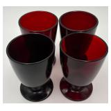 Set of Vtg. Anchor Hocking Ruby Footed Tumblers