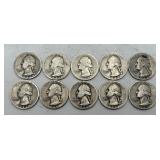 10- Washington Quarters, 90% Silver