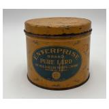VTG  'Enterprise Brand Pure Lard' Tin