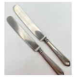 2 Lunt Sterling Handle Blunt Hollow Knives