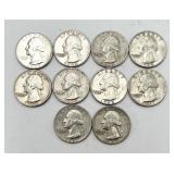 10 90% Silver Washington Quarters