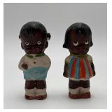 Antique Black Americana bisque porcelain shakers