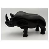 Black Wood Rhino Stash Box Figurine