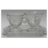 Vtg. Fostoria Glass Creamer, Sugar & Tray Set