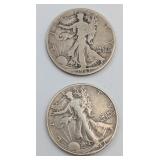 2 Walking Liberty Half Dollars: 1942 & '43