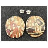 Pair of Mosaic Design Sterling Silver Earrings