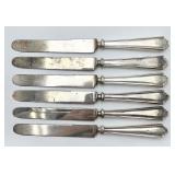 6 Watson Sterling Handle Blunt Hollow Knives, 438g