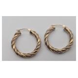 14K Gold & Sterling Silver Hoop Earrings
