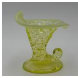 Fenton Topaz Opalescent Hobnail Mini Cornucopia