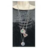 3 Long Silver-Tone Fashion Necklaces