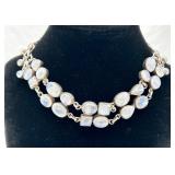 NICE Sterling Silver & Moonstone Choker Necklace