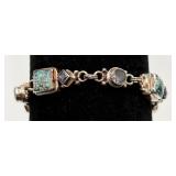 Sterling Silver, Turquoise & Amethyst Bracelet