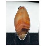 Beautiful 950 Silver & Banded Agate Ring